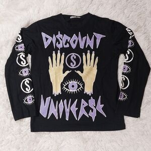 discount universe black long sleeve top t shirt size small evil eye